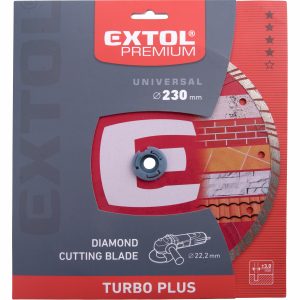 Kotúč rezný diamantový Turbo plus, 230mm, EXTOL PREMIUM