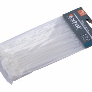 Pásky sťahovacie biele 3,6x140mm, 100ks, Ø37mm, 8kg, nylon PA66, EXTOL PREMIUM