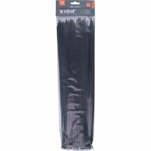 Pásky sťahovacie čierne, 4,8x400mm, 100ks, pr105mm, 22kg, nylon PA66, EXTOL PREMIUM