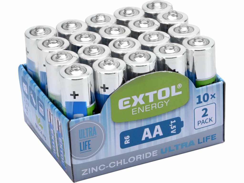 Batéria zink-chloridová 20ks, 1,5V, typ AA, EXTOL ENERGY