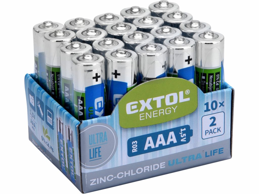 Batéria zink-chloridová 20ks, 1,5V, typ AAA, EXTOL ENERGY