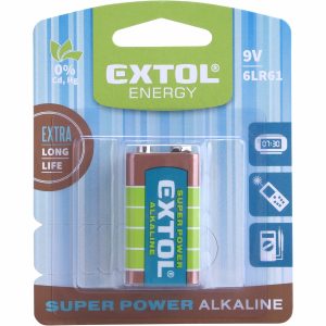 Batéria alkalická, 9V, typ 6LR61, EXTOL ENERGY