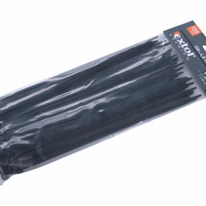 Pásky sťahovacie čierne, 4,8x250mm, 100ks, Ø65mm, 22kg, nylon PA66, EXTOL PREMIUM
