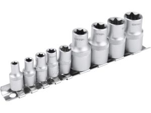 Kľúče nástrčné Torx, 1/4'', E5-E18, 9ks